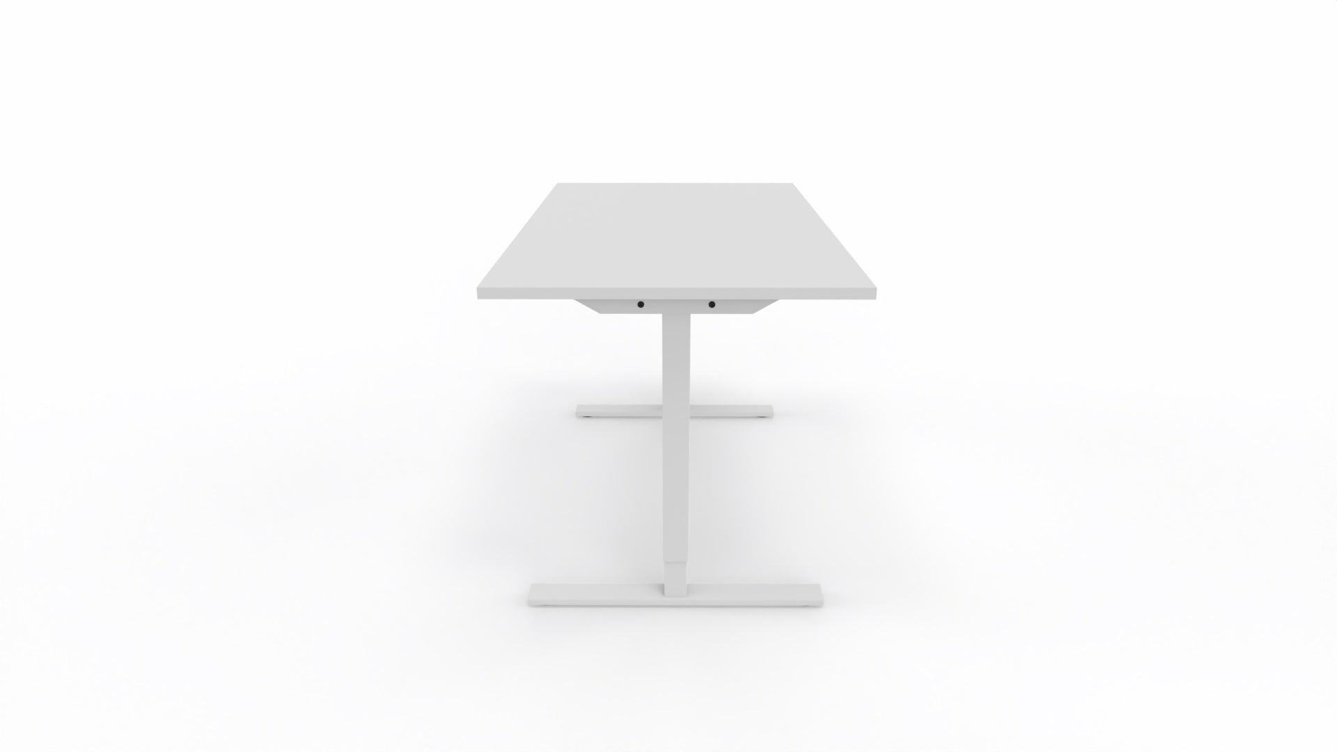 Höj- och sänkbart skrivbord, Ljusgrå skiva med vita ben.